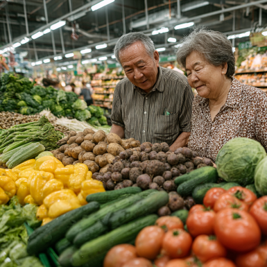 Пожилая пара занимается здоровым питанием